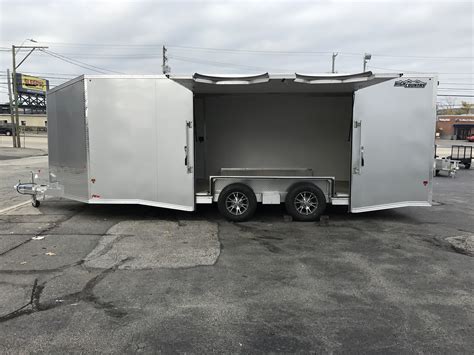 Enclosed Car Hauler Trailer 8.5’x20′ Tapered V-Nose SILVER Ramp High ...