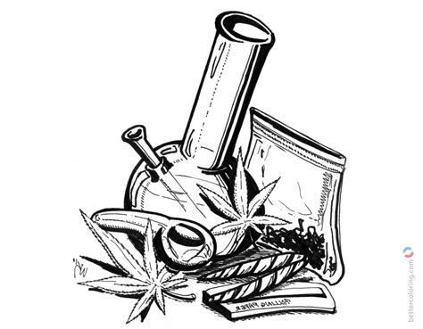 Weed Coloring Pages Hand Drawing Art - Free Printable Coloring Pages