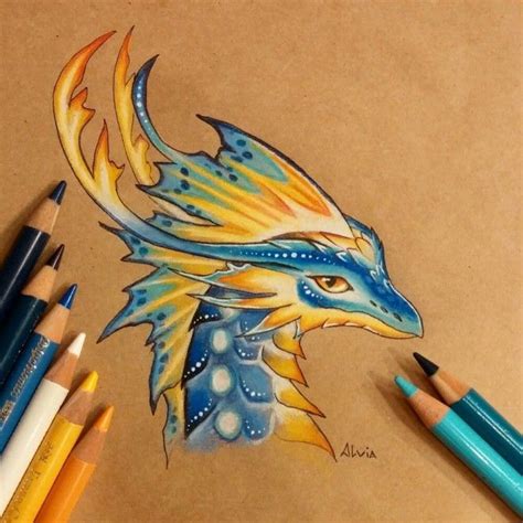 tropical dragon color pencil drawing Cute Dragon Drawing, Dragon Sketch, Dragon Drawings ...