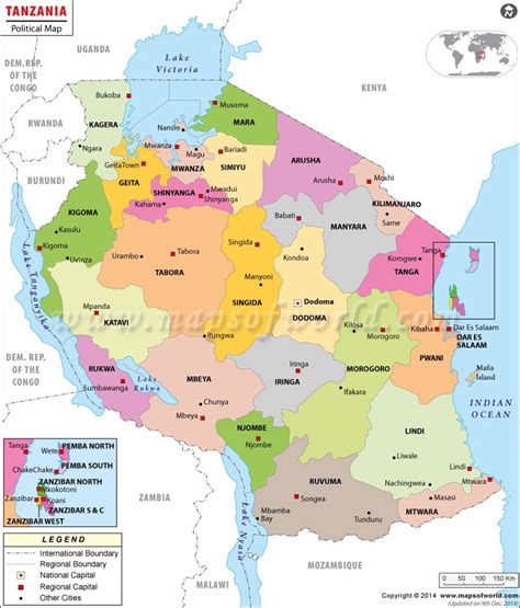 Political Map of Tanzania | Tanzania Regions Map