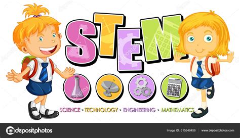 Student Kids Cartoon Character Stem Education Logo Illustration Stock Vector Image by ...