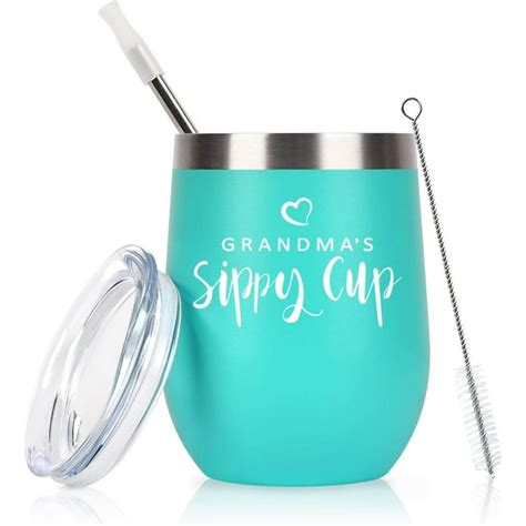 Gifts for Grandma's Sippy Cup Wine Tumbler with Lid, Birthday Mother's ...
