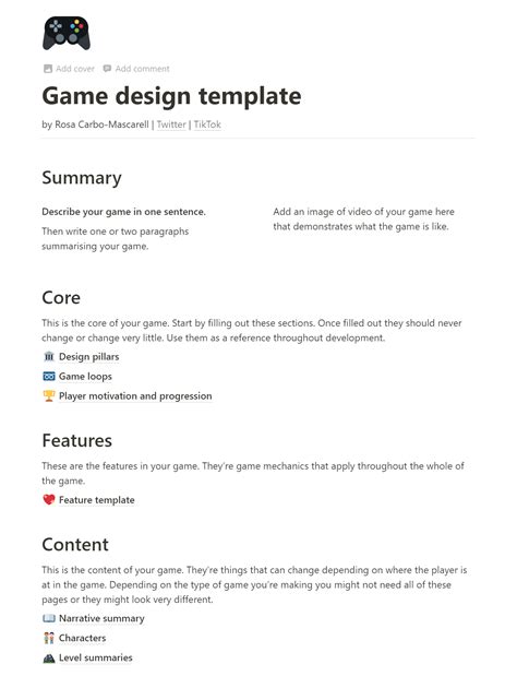 How to Make a Functional Game Design Document (Examples and Templates) - Game Design Skills