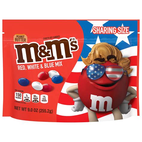 M&M's Red, White & Blue Patriotic Peanut Butter Chocolate Candy Sharing ...