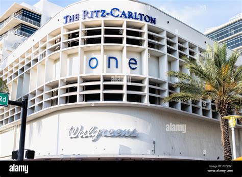 Miami Beach, USA - May 5, 2018: The Ritz-Carlton, Ritz Carlton hotel ...