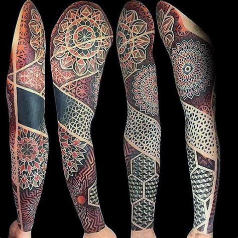 50 Geometric Tattoo Sleeve Designs For Men - Complex Ink Ideas