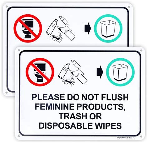 Buy 2-Pack Please Do Not Flush Feminine Products, Trash Or Disposable ...