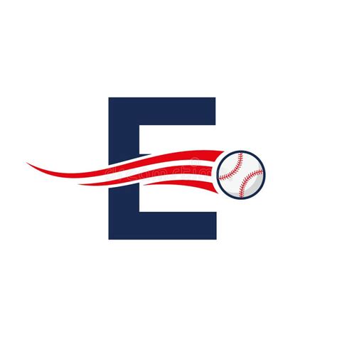 Letter E Baseball Logo Concept with Moving Baseball Icon Vector ...