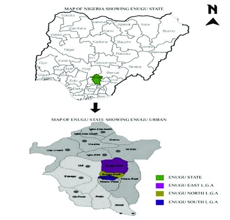 Enugu State indicated in Map of Nigeria and Map of Enugu state showing... | Download Scientific ...