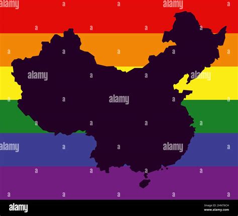 China LGBT map with rainbow color flag Stock Photo - Alamy