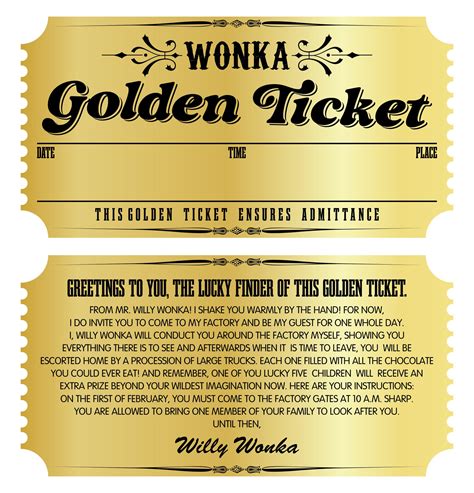 Wonka Golden Ticket Template