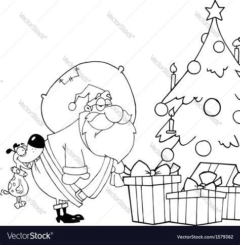 Santa delivering presents cartoon Royalty Free Vector Image