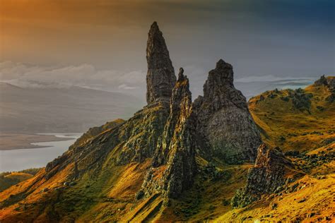 landscape scotland isle of skye old man of storr 4k HD Wallpaper