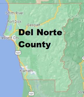 Del Norte County on the map of California 2024. Cities, roads, borders and directions in Del ...