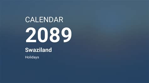 Year 2089 Calendar – Swaziland