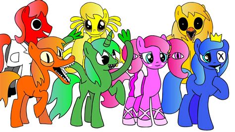 Rainbow friends Roblox as Ponies- Mlp transformation- Blue, Pink, Orange and others - YouTube