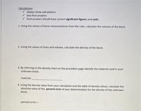 Solved In this experiment, you will calculate the density of | Chegg.com