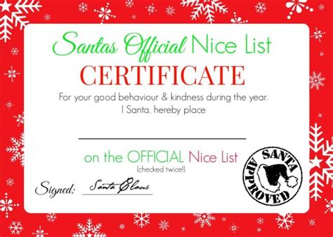 Christmas Nice List Certificate - Free Printable! - Super Busy Mum