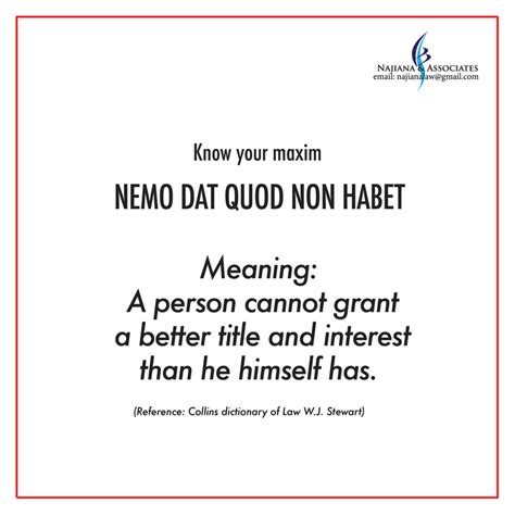 KNOW YOUR MAXIM | Nemo Dat Quod Non Habet – Najiana & Associates