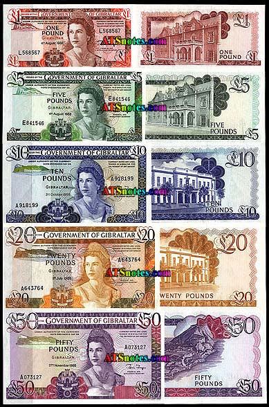 Gibraltar banknotes - Gibraltar paper money catalog and Gibraltarian currency history