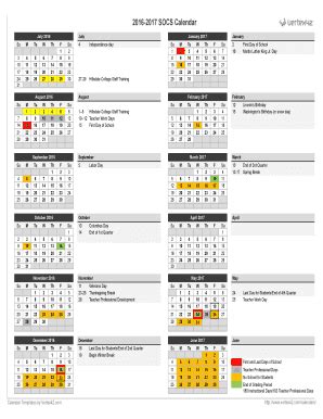 Fillable Online 2016-2017 SOCS Calendar - Seven Oaks Classical School Fax Email Print - pdfFiller