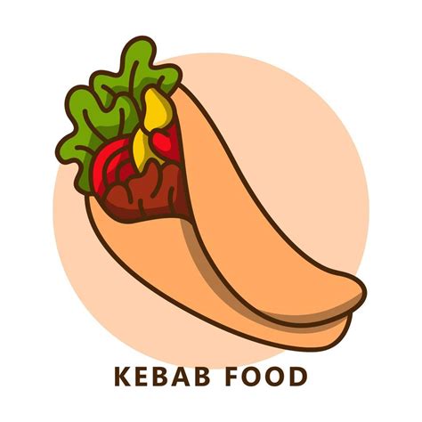 Kebab food illustration cartoon. food and drink logo. Beef kebab sandwich icon 12346036 Vector ...