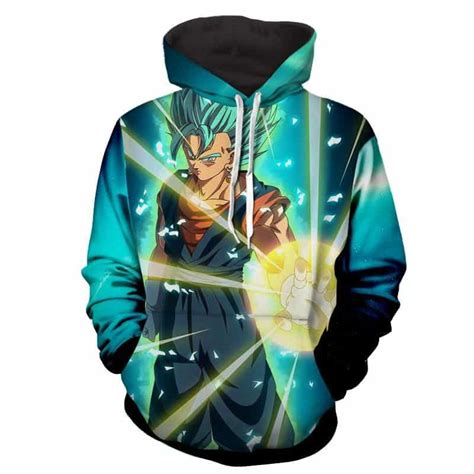 Dbz Super Saiyan Blue Vegito Wearing Potara Earrings Hoodie L-Hddg - Meteew