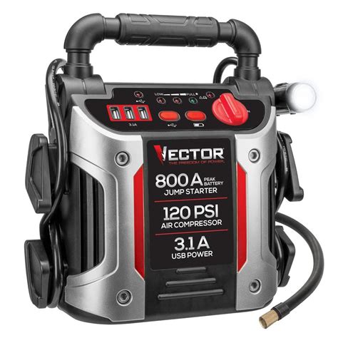 Reviews for VECTOR 800 Peak Amp Jump Starter, 120 PSI Air Compressor, Three USB Charging Ports ...