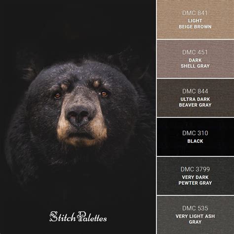 Black Bear - Embroidery Color Palette (With Thread Codes)