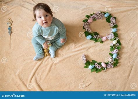 9 Months Old Baby. Happy, Nine Months Old Baby Crawling on Carpet at Home Stock Photo - Image of ...