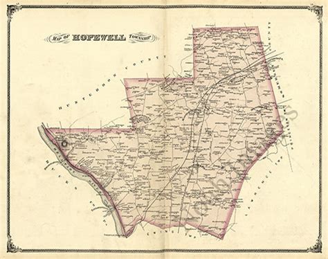 Map of Hopewell Township NJ repro 20x16 | eBay