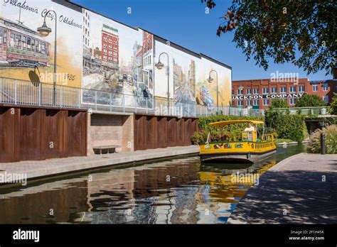 Oklahoma City, Oklahoma, USA. Bricktown Canal and Water Taxi Stock ...