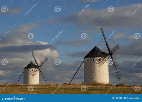 Windmills on the Plains of La Mancha, Spain Stock Photo - Image of copy ...