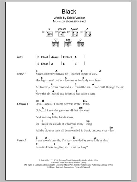 Black by Pearl Jam - Guitar Chords/Lyrics - Guitar Instructor