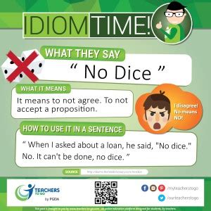 Idiom Time: No Dice – Teachers-to-GO! Online Education Platform