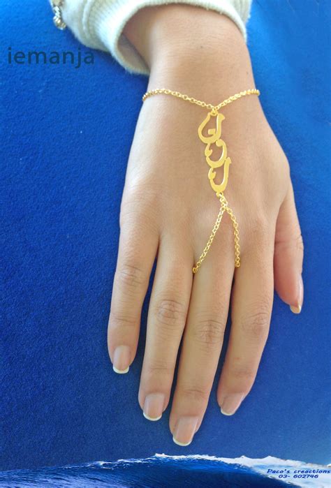 handmade accessories- bracelet- gold plated -chains-arabic calligraphy Ring Bracelet Chain, Gold ...