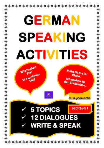 German Speaking Activities - Section 1 | Teaching Resources