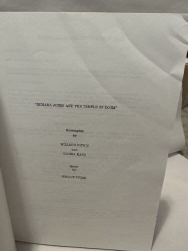 INDIANA JONES & THE TEMPLE OF DOOM ORIGINAL MOVIE SCRIPT By W Huyck George Lucas | #4603991569