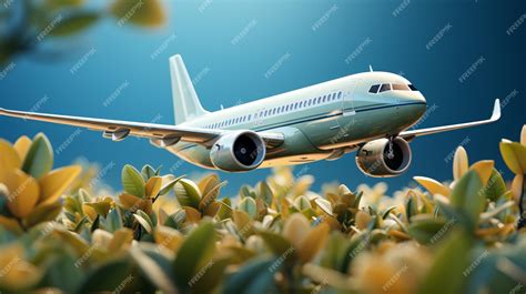 Premium AI Image | Aircraft in leaves on the lush green nature background Concept of ...