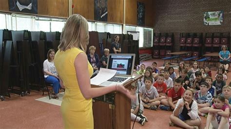 22News anchor and I-team reporter Tamara Sacharczyk speaks to her childhood school