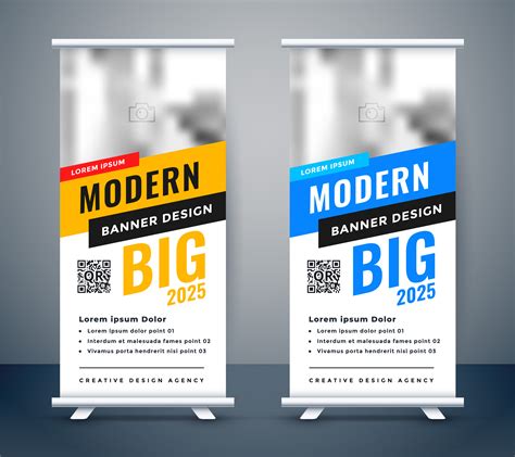 creative blue and yellow rollup standee banner design - Download Free ...