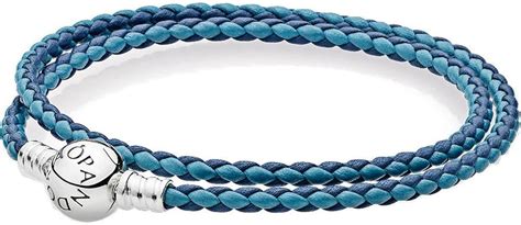 Amazon.com: Pandora Mixed Blue Woven Double-Leather Charm Bracelet 590747CBMXD3: Jewelry