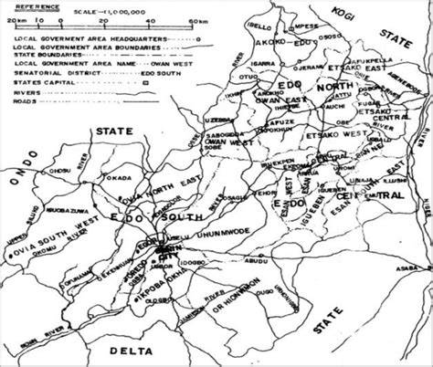 Map Edo state showing the eighteen local government areas (LGA)... | Download Scientific Diagram