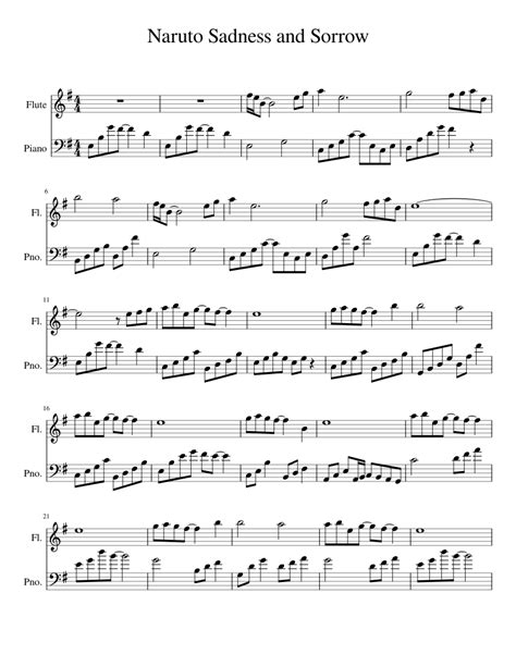 Naruto Sadness and Sorrow Piano sheet music for Flute, Piano download free in PDF or MIDI