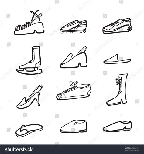 Fashion Sport Shoes Cartoon Drawing Icons: เวกเตอร์สต็อก (ปลอดค่า ...