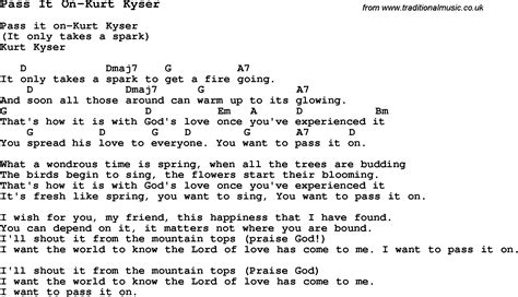 Summer Camp Song, Pass It On-Kurt Kyser, with lyrics and chords for ...