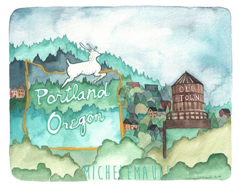 Portland Oregon Art Print Illustration Old Town Portland - Etsy