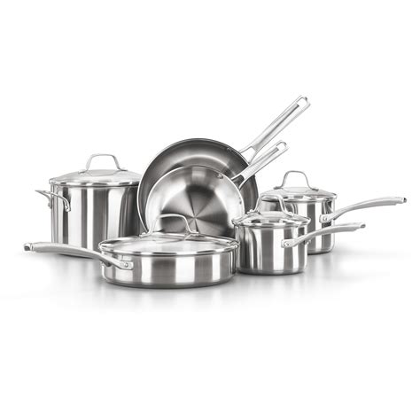 Calphalon 10-Piece Pots and Pans Set, Stainless Steel Kitchen Cookware with Stay-Cool Handles ...