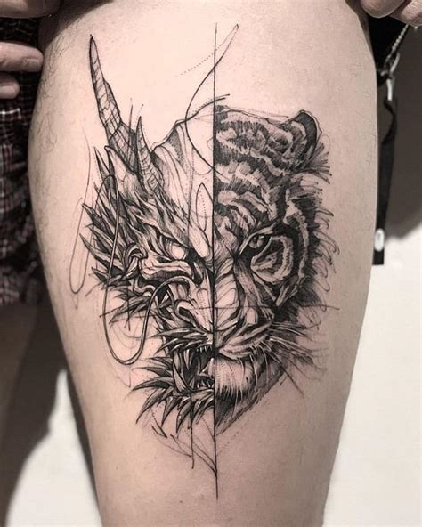 Dragon Tiger Tattoo | Tiger tattoodesign, Tätowierungen, Körperkunst ...