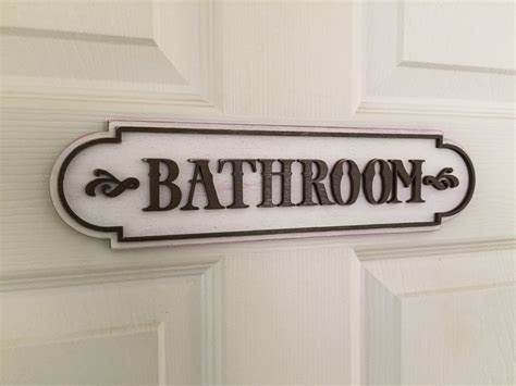 Wooden bathroom door sign shabby chic | Etsy